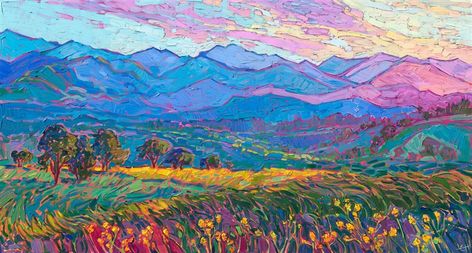 Coastal Range Willamette Valley Oregon mountains landscape oil painting for sale by impressionist master Erin Hanson. Mountains Dark, Colorado Painting, American Impressionism, Erin Hanson, Contemporary Impressionism, Oil Painting For Sale, Impressionism Painting, Impressionism Art, Colorado Rockies