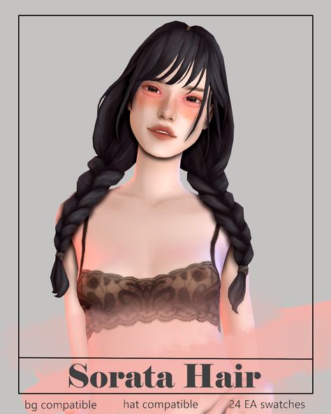 Sorata Hair | Sunivaa on Patreon Sims4 Cc Anime Clothes, Sims 4 Cc Maxis Match Hair Braid, Sims4 Cc Women Hair, Sims 4 Cc Patreon Hair Braids, Sims 4 Japanese Cc Maxis Match, Sims 4 Formal Hair, Avatar Sims 4 Cc, Sims 4 Anime Hair, Ts4 Maxis Match Hair