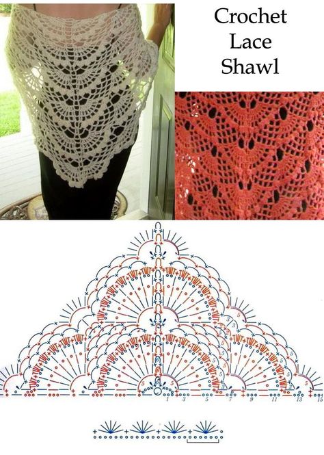 Crochet Lace Shawl free crochet graph pattern Crochet Shawl Diagram, Crochet Lace Shawl, Poncho Crochet, شال كروشيه, Crochet Shawl Pattern Free, Bonnet Crochet, Shawl Crochet, Crochet Wedding, Crochet Shawls And Wraps