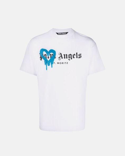 PALM ANGELS x SPRAYED "ST. MORTIZ" Check more at https://wearline.co/produit/palm-angels-x-sprayed-st-mortiz-2/ Palm Angels Tee, Angel Shirt, Palm Angels, Oversized Tee, Casual T Shirts, Relationship Goals, Cute Outfits, Spray, Angel