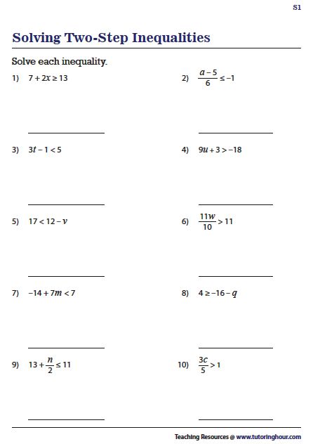 Linear Inequalities Worksheet, Two Step Inequalities, Inequalities Activities, Absolute Value Inequalities, Inverse Operations, Graphing Inequalities, Solving Inequalities, Linear Inequalities, Dimensional Analysis