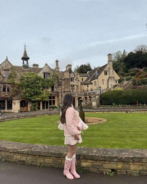 Stepped in a storybook🕯️ Princess aesthetic, princess vibes, castle Combe, cotswolds, English countryside, pink girly, pink winter outfits Pink Winter Outfits, Princess Core Aesthetic, Aesthetic Princess, Castle Combe, Princess Vibes, Princess Core, Pink Winter, Princess Aesthetic, + Core + Aesthetic