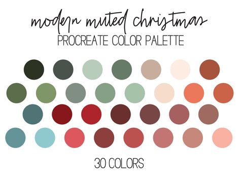 Muted Color Christmas Tree, Boho Christmas Color Palette, Muted Christmas Color Palette, Retro Christmas Color Palette, Palette Christmas Tree, Tree Color Palette, Color Palette 2023, Christmas Procreate, Color Palette Modern