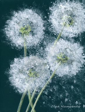 Dandelion Painting, Dandelion Art, Soyut Sanat Tabloları, Beginner Painting, Art Nursery, Gouache Painting, Art Wall Kids, Easy Paintings, Nursery Wall