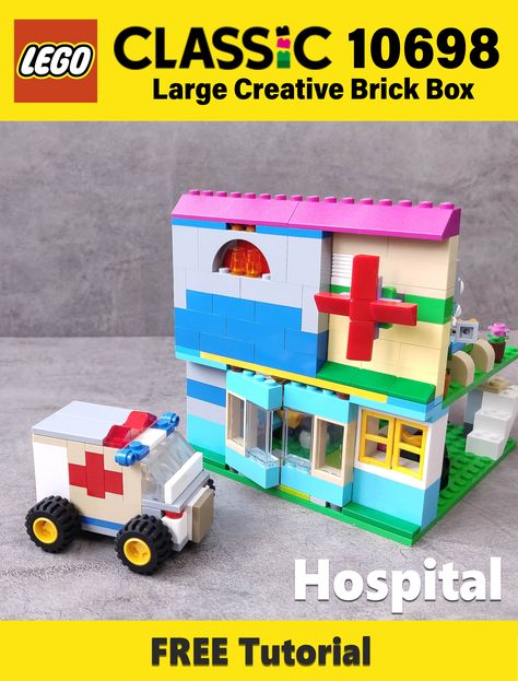 This MOC is an Alternate Build of LEGO classic sets series 10698 Large Creative Brick Box. On my YouTube channel you will find a easy free video instruction on how to make Ambulance and Hospital. DIY LEGO models! Want more ideas for sets lego classic 10698? Subscribe to the Youtube channel LEGOidea. Did you like my custom? Give me a "Like"! Have fun building! Lego Classic Ideas 10698, Lego 10698 Ideas, Duplo Activities, Lego Classic Ideas, Lego 10698, Lego Ambulance, Lego Diy Projects, Lego Hospital, Lego Street