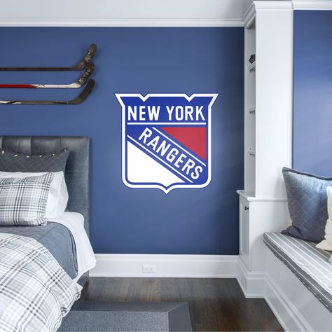 New York Rangers: Logo - Giant Officially Licensed NHL Removable Wall Decal New York Rangers Logo, Hockey Bedroom, Mark Messier, Original Six, Cave Basement, Stanley Cups, Detroit Red Wings Hockey, Logo Wall, Shield Logo