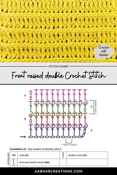 Crochet Stitch Chart, Crochet Stitch Pattern, Crochet Stitches Symbols, Crochet Stitches Chart, Textured Crochet, Crochet Hack, Back Post Double Crochet, Crochet Stitches Guide, Crochet Shell Stitch