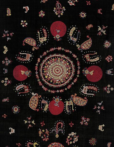 I'd love to have this framed and hanging on a wall.  A ZOROASTRIAN WEDDING SHAWL, 19TH CENTURY Contemporary Embroidery Art, Ethnic Print Pattern, Sindhi Embroidery, Kutch Work Designs, Geometric Scarf, Textile Inspiration, Ornament Drawing, Eternal Flame, Embroidery On Kurtis