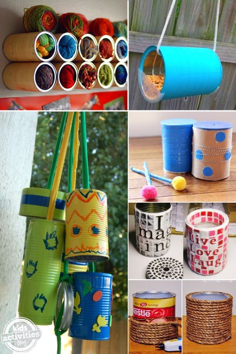 Don't throw your coffee cans away! Here are some things you can make with a coffee can. Coffee Can Crafts, Apartment Decoration, Tin Can Crafts, Diy And Crafts Sewing, Winter Crafts For Kids, Diy Coffee, Can Crafts, Décor Diy, Diy Crafts Videos