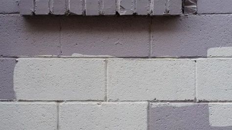 How To Paint Cinder Blocks - Home Improvement How To Make Cinder Block Walls Look Good, Painting Cinder Block Walls Outdoor, Painted Cinder Block Walls, Paint Cinder Blocks, Cinder Block Paint, Cinder Block House, Masonry Blocks, Painting Cement, Concrete Block Walls