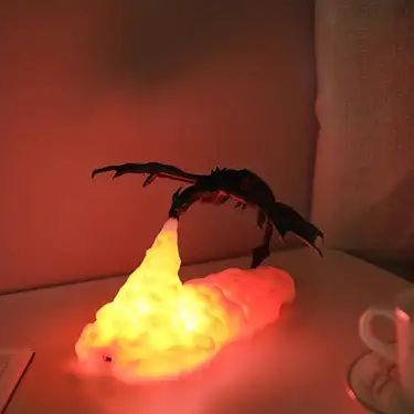 Game Of Thrones Decor, Dragon Lamp, Dragon Light, Desktop Lamp, Industrial Wall Lamp, Fire Breathing Dragon, Fire Breathing, 3d Lamp, Mood Lights