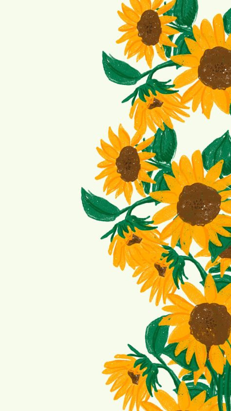 Sunflower Wallpaper Aesthetic Iphone, Sunflower Drawing Aesthetic, Sunflower Pattern Wallpaper, Yellow Sunflower Wallpaper, Sunflower Phone Wallpaper, Drawing Sunflowers, Sunflower Doodle, Wallpaper Sunflower, Sunflower Aesthetic