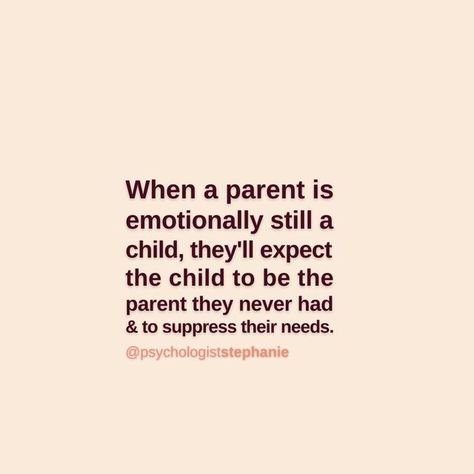 Stephanie Carinia on Instagram: "How do we develop Codependency? When as a child our emotionally immature parent expected their child to be the parent they never had, filling up their childhood void of feeling seen & cared for. The child will be rejected and punished when daring to express needs of their own. And will be loved when taking emotional care of the parent. Example: A child comes home upset from dad’s (parents divorced) and is upset, instead of comforting/ helping to regulate her ch Recovering From Emotionally Immature Parents, Emotional Parentification, Immature Parents Quotes, Parentified Daughter, Parent Child Relationship Quotes, Emotionally Unavailable Parents, Divorce Parents, Incarcerated Parents, Emotionally Immature Parents