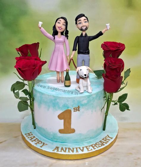 1st Anniversary Cake, Marriage Anniversary Cake, Customised Cakes, Happy Anniversary Cakes, Designer Cakes, Cake Online, Party Wear Indian Dresses, 1st Anniversary, Anniversary Cake