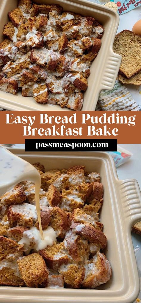 This easy bread pudding bake takes your favorite southern dessert, lightens it up into a healthy and quick bake you can just pop in your oven, and is healthy enough to eat for breakfast! Bread Pudding With Muffins, Bread Pudding Breakfast, Healthy Bread Pudding, Breakfast Bread Pudding, Easy Bread Pudding, Pudding Breakfast, Bread Pudding Easy, Gluten Free Brands, Southern Desserts