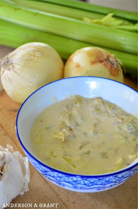 How to Make Cream of Celery Soup | anderson + grant Homemade Cream Of Celery Soup, Celery Recipes, Canned Soup, Healthy Nutrition Plan, Kitchen Staples, Cream Of Celery, How To Make Cream, Cream Of Celery Soup, Tasty Meals