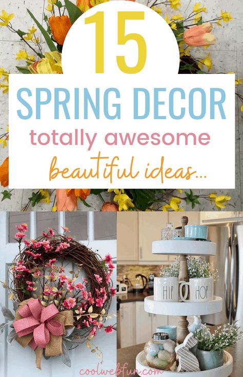 15 Stylish Spring Decor Ideas you will Definitely Want - Cool Web Fun Spring Kitchen Decor, Spring Decor Ideas, Front Porch Flowers, Spring Flower Wreath, Pink Spring Flowers, Porch Flowers, Spring Decor Diy, Ideas For Easter Decorations, Ideas For Easter