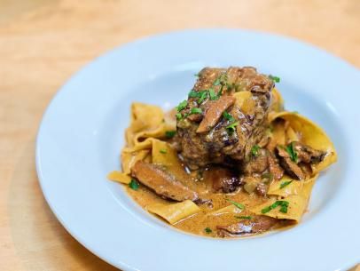 Short Rib Stroganoff Recipe | Michael Symon | Food Network Short Rib Gnocchi, Short Rib Stroganoff, Short Rib Recipes, Best Short Rib Recipe, Michael Symon, Short Ribs Recipe, Stroganoff Recipe, Short Rib, Braised Short Ribs