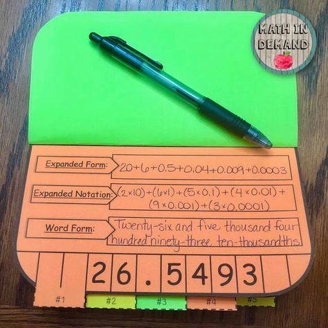 Place Value 5th Grade, Place Value Foldable, Place Value Decimals, Decimals Place Value, Decimal Place Value, Expanded Notation, Place Value With Decimals, Place Value Chart, Decimal Places