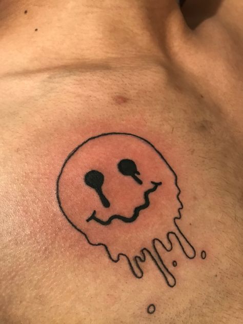 Melty Smiley Face, Smiley Face Tattoo, Trippy Pictures, Face Tattoo, Mini Tattoos, Tattoo Idea, Smiley Face, Cute Tattoos, Tattoos And Piercings