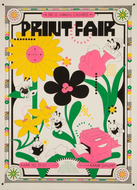 Print Fair poster by Maya Alvarado, Kari Trail | CalArts Poster Archive Art Fair Poster, Art Fair, Craft Fairs, Graphic Design, Design, Art