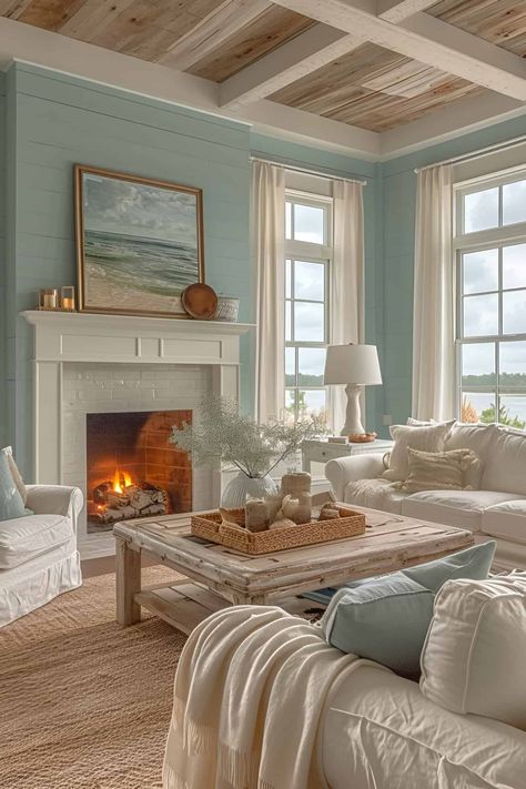 17 Beach House Living Room Designs That Will Make Your Home Feel Like A Permanent Vacation Living Room Ideas Cottage, Cosy Living Room Ideas, Cottage Living Room, Beach House Living Room, Permanent Vacation, House Living Room, Cosy Living, Living Room Living Room, Cottage Living Rooms