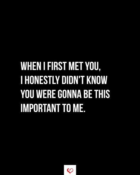 When I first met you, I honestly didn't know you were gonna be this important to me. #relationship #quote #love #couple #quotes Havent Met You Yet Quotes, Important Friend Quotes, Everything Reminds Me Of You Quotes, Glad I Met You Quotes Friendship, I’m Interested In You Quotes, When I First Met You, So Glad I Met You Quotes, When I First Met You Quotes, When I Met You Quotes