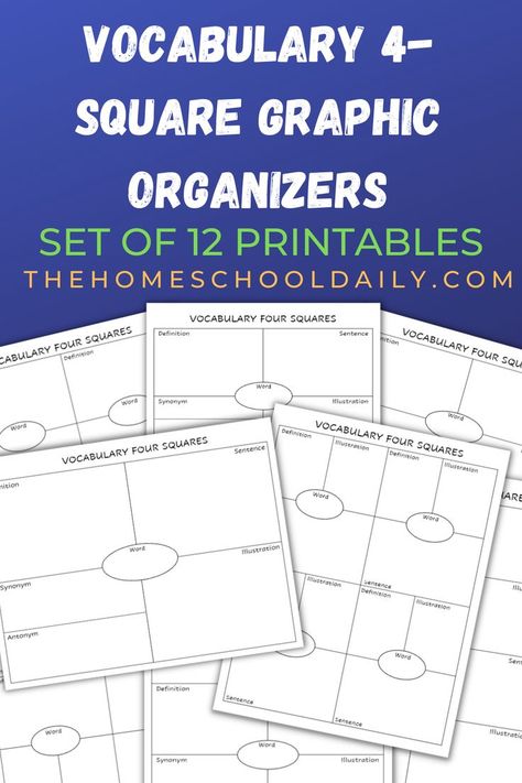 Free Graphic Organizers, Vocabulary Graphic Organizer, Free Homeschool Resources, 8th Grade Ela, 5th Grade Reading, Word Definitions, Free Homeschool, Graphic Organizer, A Sentence