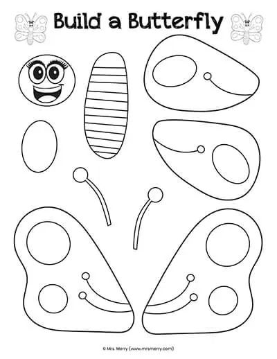 Parts Of A Butterfly, Printable Craft Templates, Butterflies Activities, About Butterfly, Printable Games For Kids, Insect Crafts, Free Printable Crafts, Butterfly Coloring, Cut And Paste Worksheets