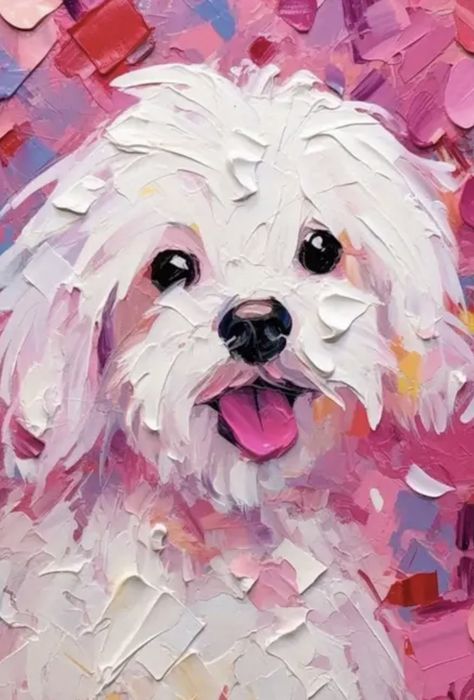 Maltese Watercolor Painting, Maltese Art, Dog Illustration Art, Cuadros Diy, Canvas Art Painting Acrylic, Dog Portraits Art, Puppy Art, 강아지 그림, Cute Paintings