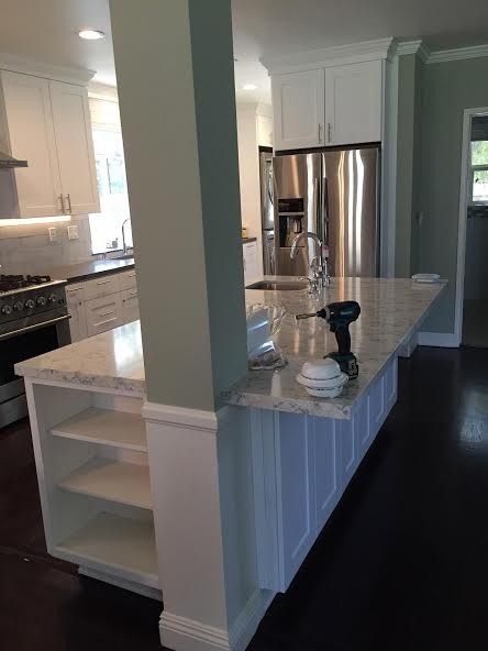 Kitchen Island With Post, Kitchen Columns, 2022 Kitchen, Interesting Things To Do, Marble Counters, Farmhouse Kitchen Cabinets, Kitchen Remodel Design, Smitten Kitchen, Kitchen Cabinets Makeover