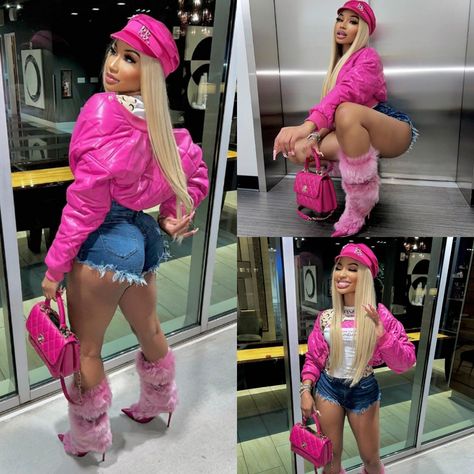 Nicki Minaj Pink Outfit, Nicki Minaj Inspired Outfits, Pink Friday 2 Concert Outfits, Pink Friday Outfits, Nicki Concert, College Graduation Cap Decoration, Cap Decoration, Friday Outfit, Fashion Moodboard