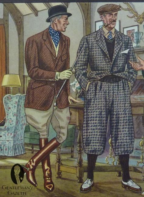 Men's Fashion Illustration, 1920s Mens Fashion, Hacking Jacket, Plus Fours, To My Father, Mens Fashion Illustration, Mens Fashion Wear, Classic Menswear, Vintage Mens Fashion