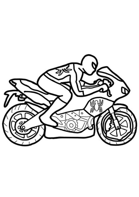 Fun Motorcycle coloring pages for your little one. They are free and easy to print. The collection is varied with different skill levels Spiderman Motorcycle, Motorcycle Coloring Pages, Motorcycle Drawing, Bike Drawing, Cars Coloring Pages, Coloring Page Ideas, Coloring Pages For Boys, Disney Colors, Disney Coloring Pages