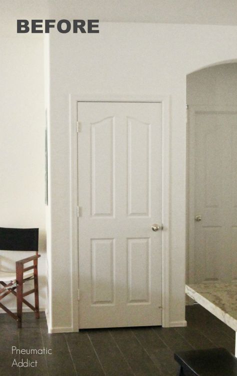 Update 6 Panel Interior Doors Diy, White 6 Panel Interior Doors, Reface Interior Doors, Door Painting Ideas Interior, Painted Vs Stained Interior Doors, Interior Doors Before And After, Black Interior Doors With Beige Walls, Updating 6 Panel Interior Doors, Black Interior Doors With White Trim Modern Farmhouse