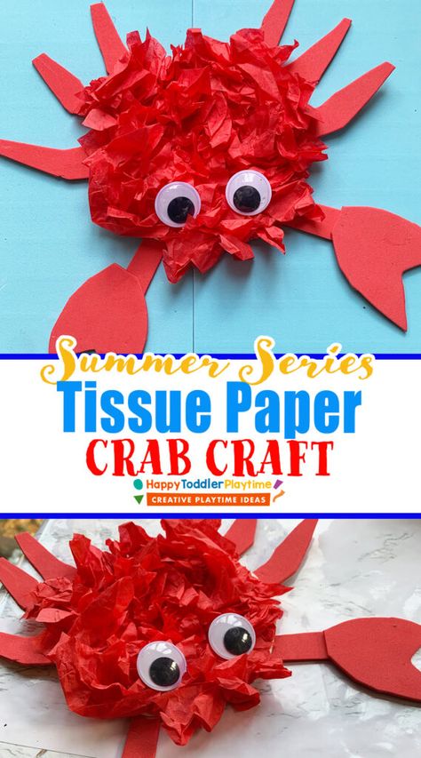 Crab Craft Preschool, Summer Crafts For Infants, Paper Crab, Lobster Crafts, Orange Crafts, Crab Craft, Crafts For Infants, Simple Paper Flower, Preschool Craft Ideas