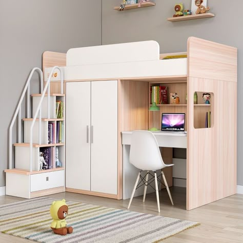 Loft Bed Ideas For Small Rooms, Small Room Desk, Bunk Beds Small Room, Loft Beds For Small Rooms, A Loft Bed, Loft Style Bedroom, Loft Bed Plans, Beds For Small Rooms, Bunk Bed With Desk