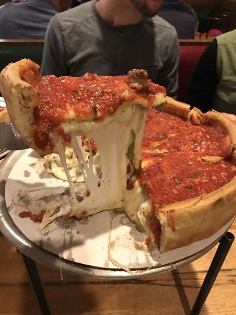 [I ate] Chicago deep dish pizza. Chicago Deep Dish, Chicago Style Deep Dish Pizza, Chicago Deep Dish Pizza, City Adventure, Chicago Pizza, Whole Wheat Pizza, Paris Food, Craving Pizza, Salty Foods