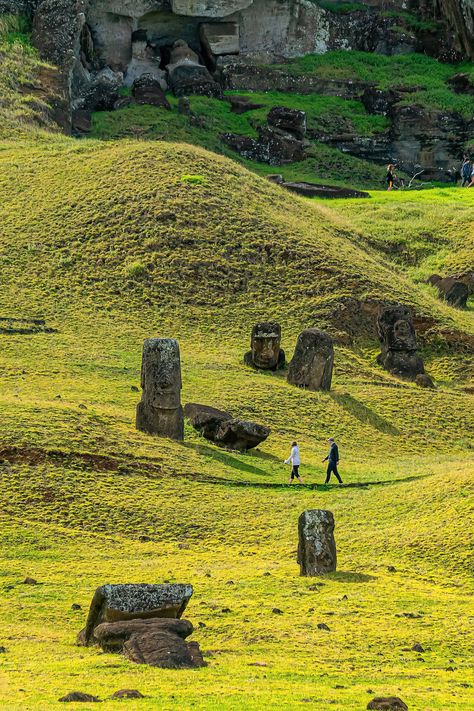 Known as Rapa Nui, Isla de Pascua, and Easter Island, it is sure to bring to mind mysterious and surreal images. Images of moai, the massive stone heads/torsos that dot the landscape, are often recalled from childhood explorations through back issues of National Geographic magazines. We have put together some of the things you should know about visiting Easter Island for your information. Read our blog. Easter Island Aesthetic, Ecuador Aesthetic, Easter Island Travel, Moai Statues, Travel Chile, Easter Island Heads, Easter Island Statues, Surreal Images, Incredible Architecture