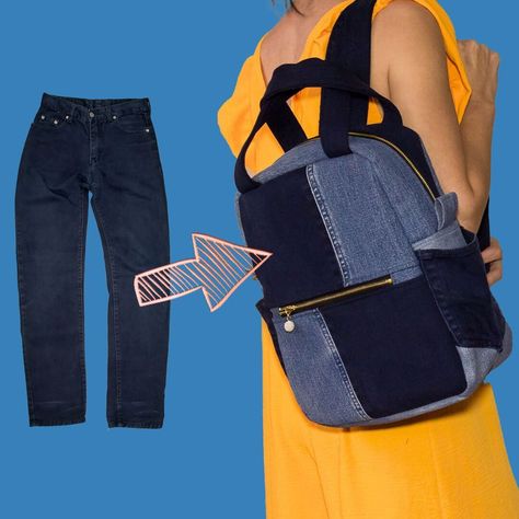 The idea of reusing old jeans into a trendy backpack! | jeans, backpack | The idea of reusing old jeans into a trendy backpack! | By Miarti - Wiederverwendung | Facebook Backpack Jeans, Reuse Old Jeans, Jeans Backpack, Trendy Backpacks, Denim Ideas, Old Jeans, Diy Bow, Denim Bag, Backpacks