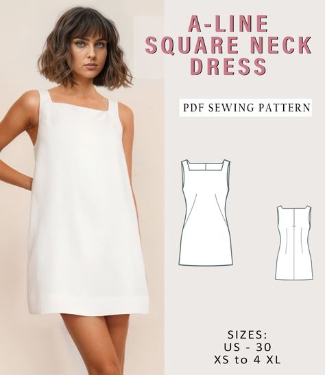 Flowy Dress Pattern, Easy Dress Pattern, Summer Dress Sewing Pattern, Summer Dress Sewing, Sleeveless Dress Pattern, Style Dress Patterns, Dress Pattern Pdf, Summer Dress Sewing Patterns, Simple Dress Pattern