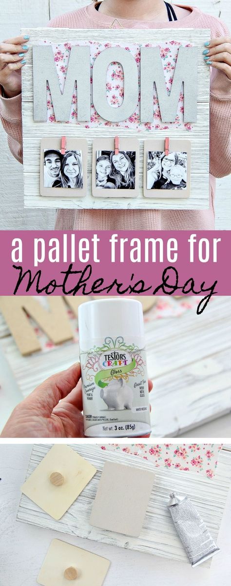 Creative Mother's Day Gift - DIY Pallet Picture Frame #ad #diyframe Boyfriend Christmas Diy, Diy Gifts For Christmas, Pallet Picture Frames, Creative Mother's Day Gifts, Diy Mother's Day Crafts, Diy Gifts For Girlfriend, Diy Anniversary Gift, Homemade Mothers Day Gifts, Diy Gifts For Dad