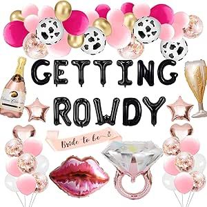 Getting Rowdy Bachelorette Party Decorations, Nashville Western Country Themed Cowgirl Bachelorette Party, Getting Hitched Getting Rowdy Southern Funny Bride To Be Bridal Shower Engagement Balloons Lets Go Girls Party, Southern Funny, Getting Hitched Getting Rowdy, Cowboy Bachelorette, Cowgirl Bachelorette Party, Engagement Balloons, Champagne Balloons, Cowgirl Bachelorette Parties, Funny Bride