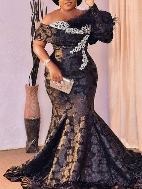 Pin on asoebi style Plus Size African, African Lace Styles, Long African Dresses, Evening Maxi Dress, Lace Gown Styles, Lace Dress Styles, African Lace Dresses, Elegant Dresses Classy, African Traditional Dresses