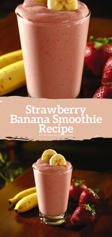 Strawberry Banana Smoothie Recipe - Yummly Easy Strawberry Banana Smoothie Recipe, Tuna Melt Recipe, Texas Sheet Cake Recipe, Coconut Rice Recipe, Melt Recipe, Lemon Curd Recipe, Stir Fry Recipes Chicken, Banana Smoothie Recipe, Curd Recipe