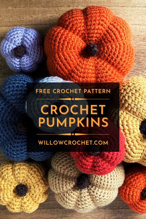 Get Ready For Halloween With This FREE Pumpkin Crochet Pattern - Willow Crochet Crochet Big Pumpkin Free Pattern, Crochet Pumpkin Bunting Free Pattern, Crochet Ribbed Pumpkin Free Pattern, Crochet Stacking Pumpkins, Free Beginner Crochet Animal Patterns, Arigumi Pumpkin Patterns, Crochet Pumpkin Large, Free Crochet Patterns Pumpkins, Crochet A Pumpkin Pattern