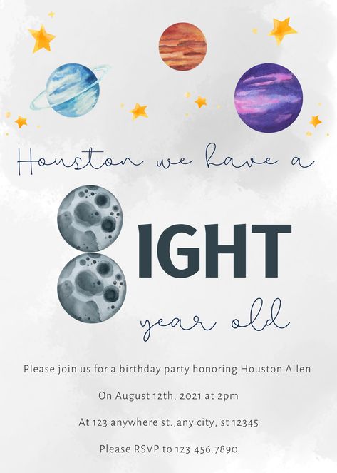 Birthday Invitation NASA Space Theme Boy Birthday Houston We Have A Problem Houston We Have A Problem, Nasa Space, Space Nasa, Space Theme, Boy Party, Boy Birthday, Nasa, Birthday Invitations, Year Old