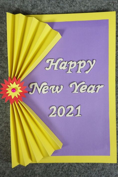 Happy New Year For Kids, New Year Card Making Ideas For Kids, New Year Card Ideas Handmade, New Year Cards Handmade For Kids, New Year Cards Diy, New Year Card Design Handmade, New Year Cards Handmade Ideas, Card Making Competition, Happy New Year Card Design