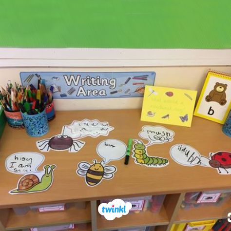 Writing Area Activities Eyfs, Superworm Activities Eyfs, Eyfs Writing Activities, Minibeasts Eyfs Activities, Eyfs Writing Area, Writing Area Eyfs, Reception Writing, Writing Eyfs, Eyfs Topics