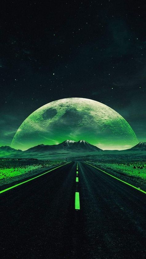 Moon Iphone Wallpaper, Moon Pics, Space Iphone Wallpaper, Cosmos Space, Iphone Wallpaper Hd, Dark Green Wallpaper, Neon City, Green Moon, Wallpaper Earth